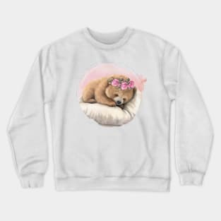 Cute Baby Bear with Floral Crown Crewneck Sweatshirt